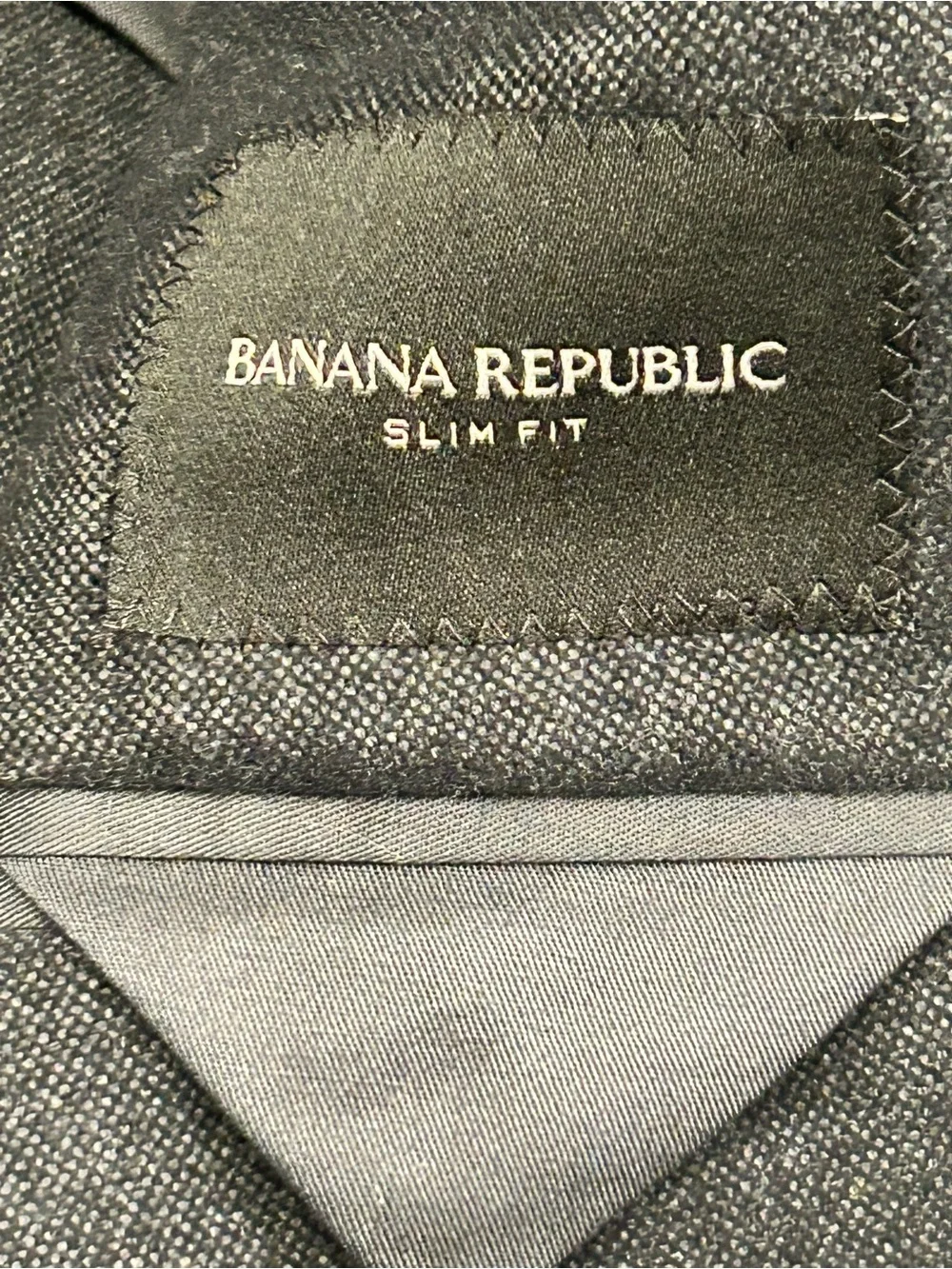 Banana Republic Men's Dark Gray Two-Button Blazer 46R Cotton Topcoat Modern Slim